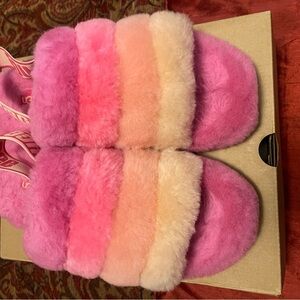 UGG Multicolor Fuzzy Slippers